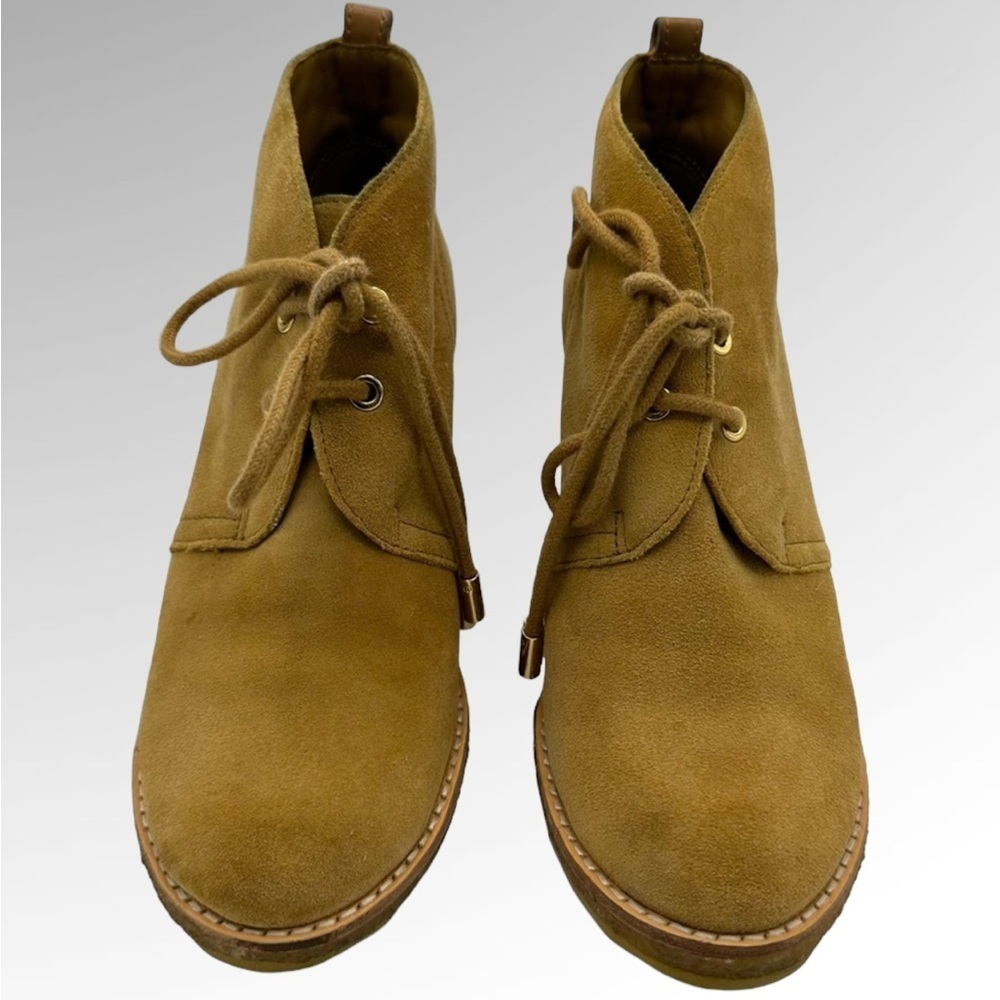 Tory Burch Brown suede Wedge Booties.